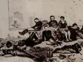Chłopcy w strojach z epoki, przy mapie, symbolizują polski mesjanizm i losy dziadów.
