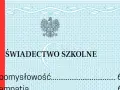 Świadectwo szkolne z godłem Polski. Widoczny pasek z napisem "pomysłowość" i oceną 6.