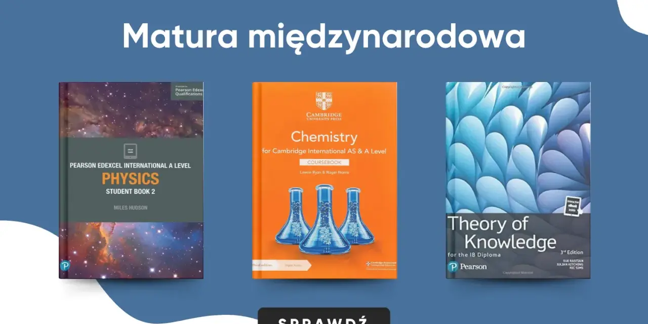 Książki do przygotowania do matury międzynarodowej: Physics, Chemistry, Theory of Knowledge.