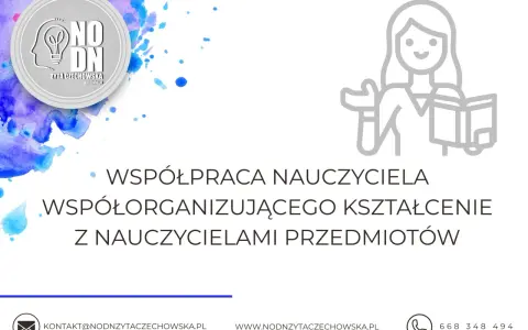 Współpraca nauczyciela współorganizującego kształcenie z nauczycielami przedmiotów. Logo NODN.