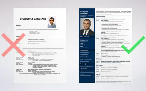 CV Grzegorza Gardiasza, koordynatora sprzedaży. W sekcji "Kursy" znajduje się wpis o szkoleniu agencyjnym, co może być interesującym **hobby w CV**.