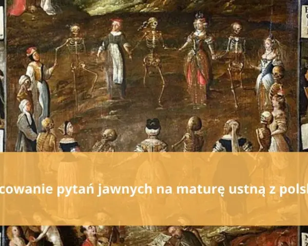 Obraz przedstawia motyw danse macabre, gdzie szkielety tańczą z ludźmi różnych stanów, przypominając o nieuchronności śmierci.
