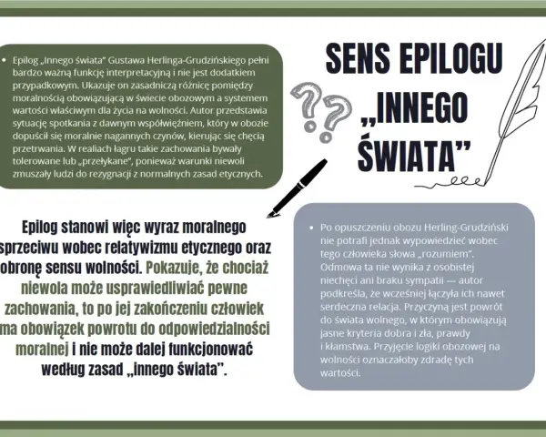 Epilog „Innego świata” ukazuje bohaterów w zderzeniu moralności obozowej i wolności.