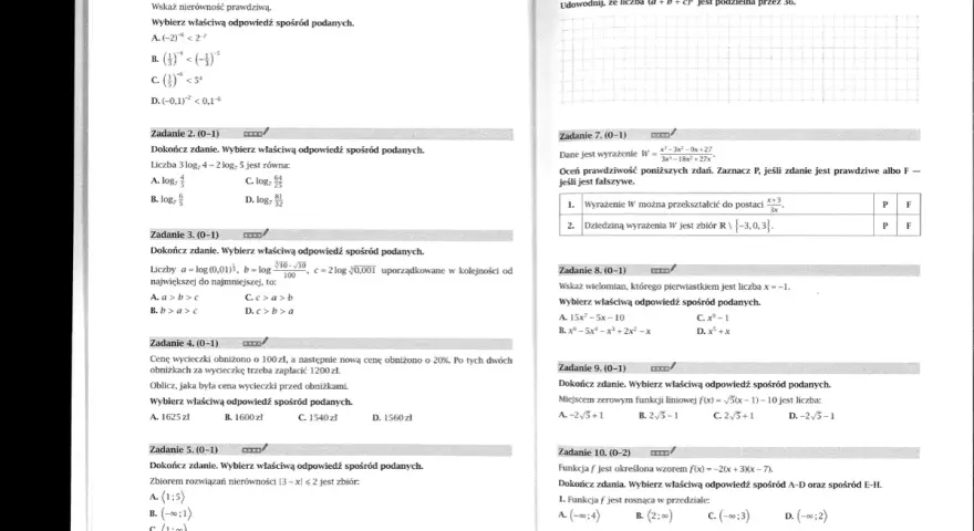 Arkusz egzaminacyjny nr 4, zadanie 1-10. Matematyczne wyzwania dla szewców bohaterów.
